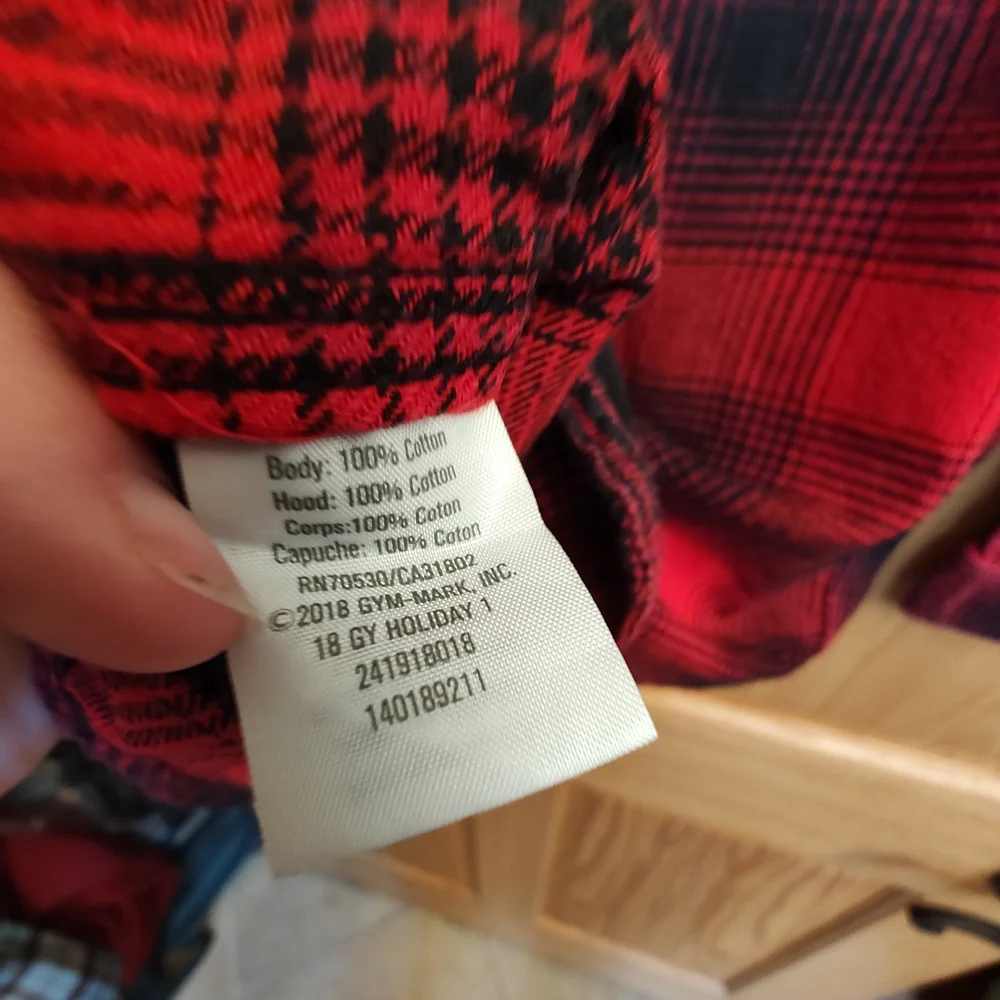 Gymboree Boys M Red and Black Plaid Hooded Flannel